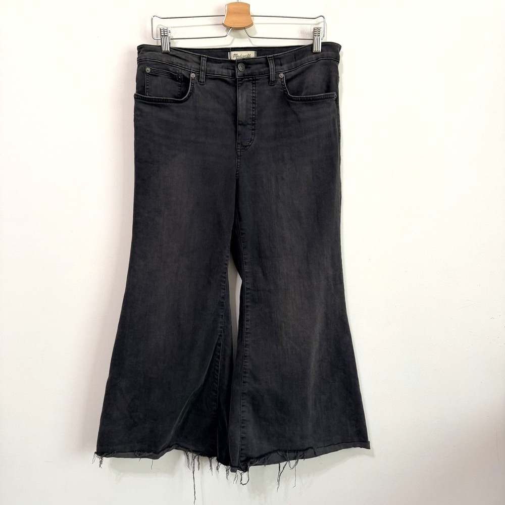 Madewell Flared Wide‎ Leg Crop Jeans 31 Petite Chasm Super Stretch Gray 34x24